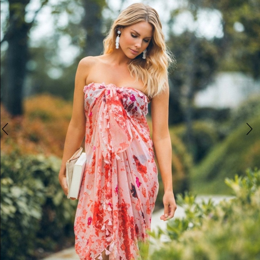 Floral Sarong Rose / Swim Suit Cover Up / NEW